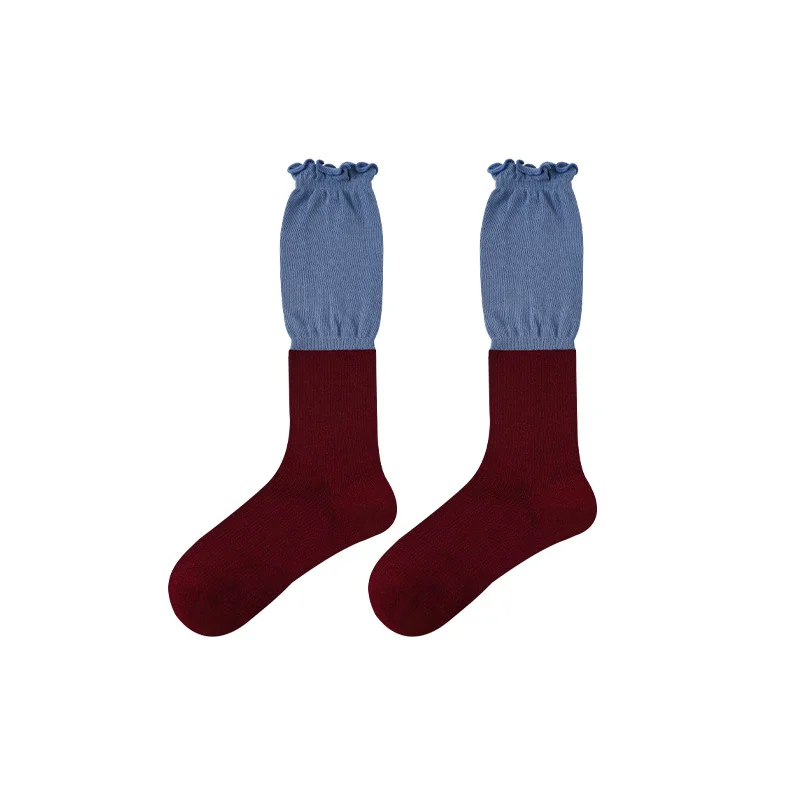 Spring and Autumn England gentleman two pieces of medium-length socks women red cotton stockings