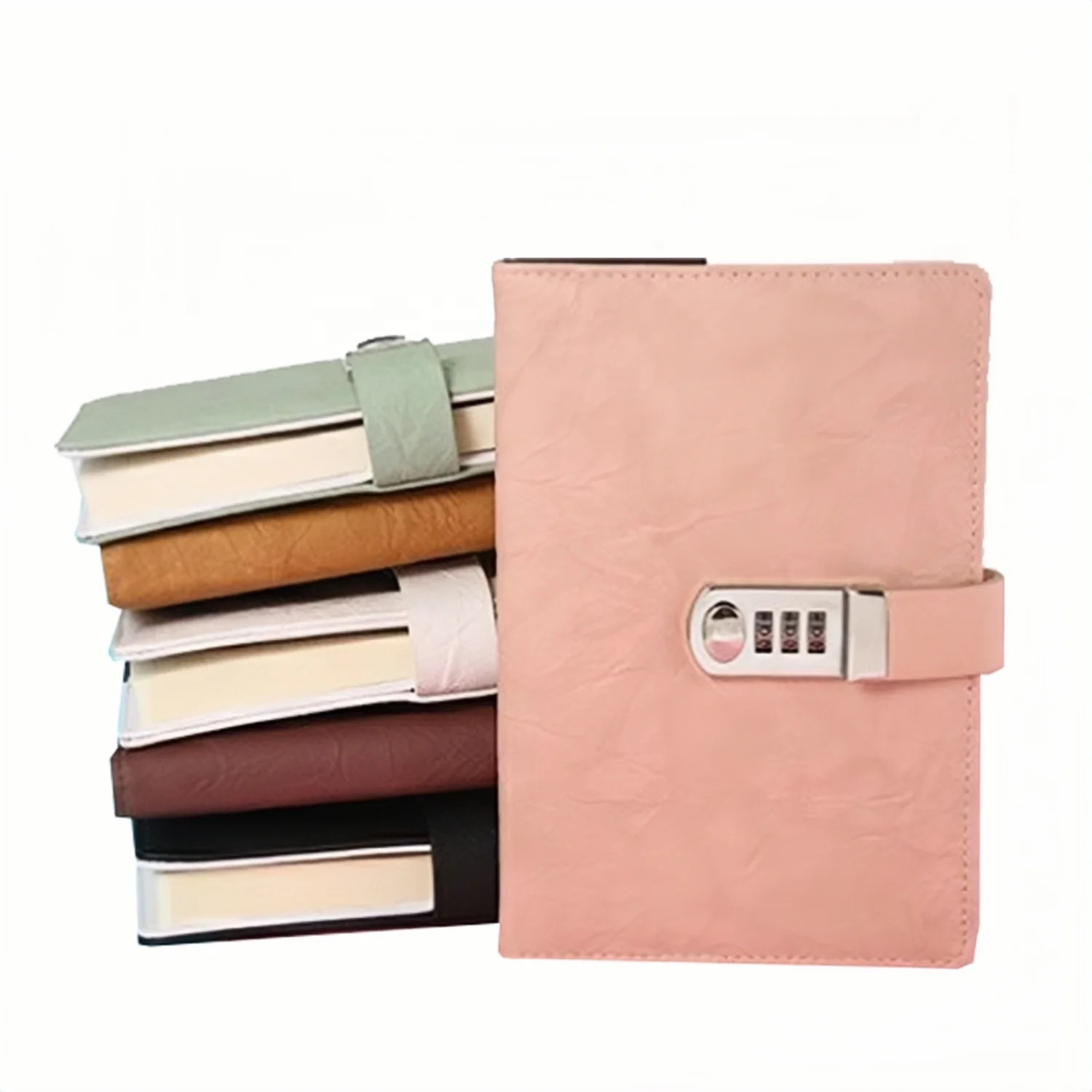 China Factory Custom Title and Wording A5 B5 Faux Leather Journal Notebook Diary with Lock