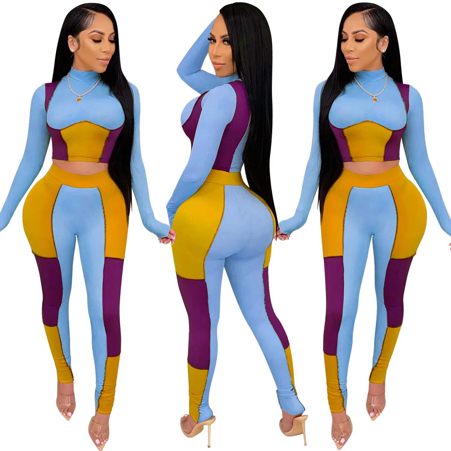 High Quality Two Piece Set Pant Set Womens Clothing Women Long Sleeve Legging Set Outfit