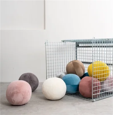 Fresh Fashion Velvet Round Ball Pillow Home Bay Window Sofa Pillow Photography Props Cushion