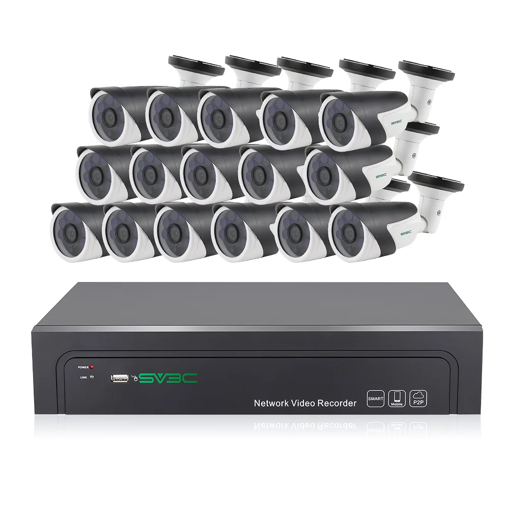 SV3C 5 Megapixel H.265+ Camera 16 Channel Security Camera System NVR POE