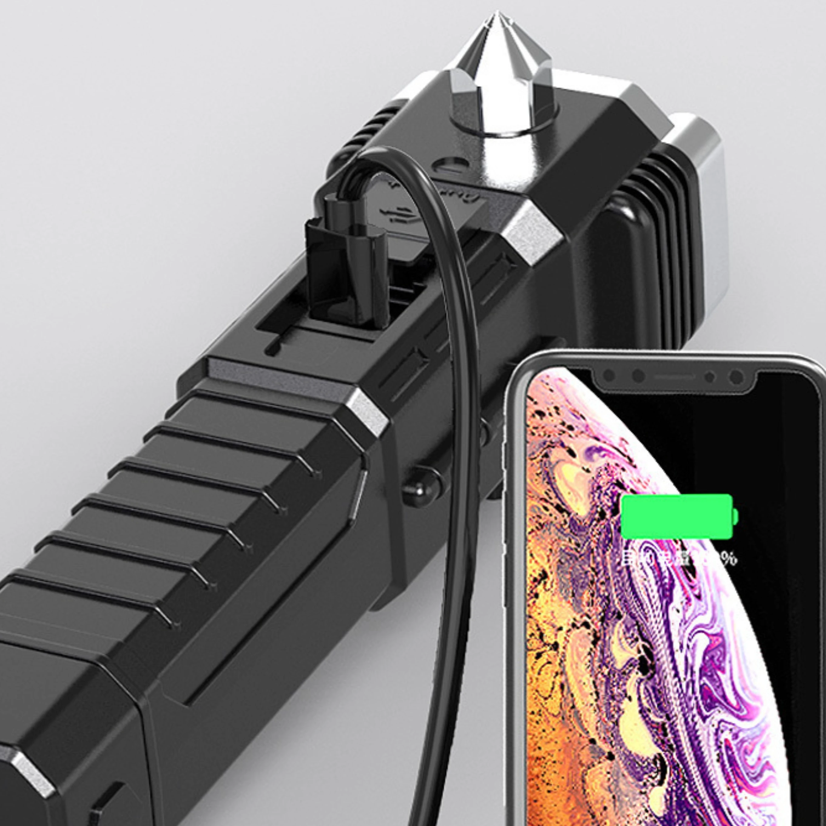 Super Bright LED Torch Light Magnetic  Safety Hammer Work Lamp LED Flashlight Rechargeable for car