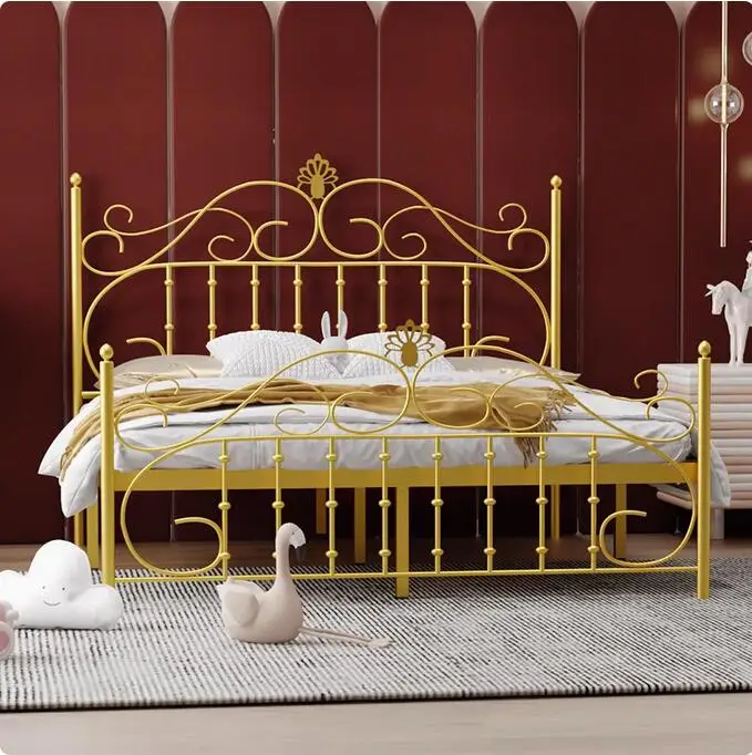 customized bed frame king size gold iron bed metal king size bed frame for hotel