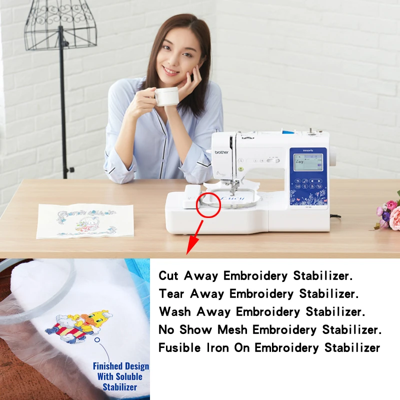 No Show Mesh Machine Embroidery Stabilizer Backing Light Weight 1.8 oz Cut into Variable Sizes for Machine Embroidery