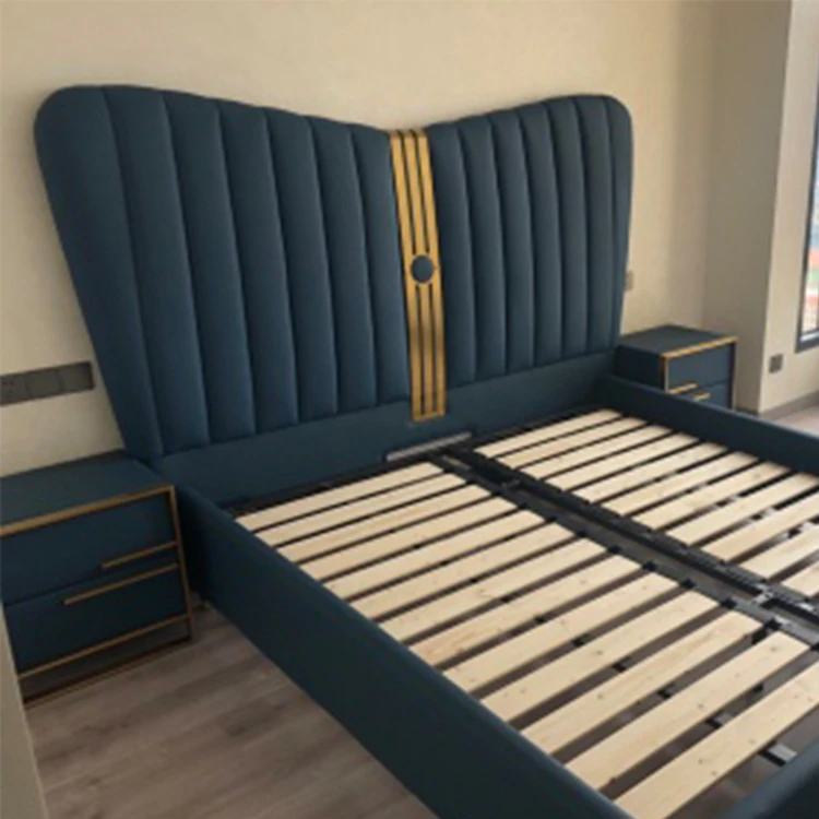 latest hotel bedroom sets furniture storage wooden bed modern luxurious bed frame king size design