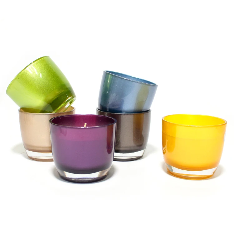 LANGXU smooth shinny special opaque colors strong glass thick bottom unique-candle-jars competitive price blue glass candle jar