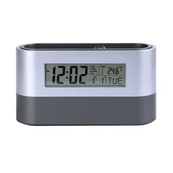 KH-CL057 Plastic Desktop Office Digital Alarm Table Clock and Pen Holder
