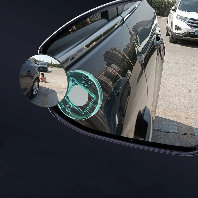 3R Small Round Car Blind Spot Mirror,  Foldable Adhesive Side View Mirror, Transparent Automobile Rear view Mirror