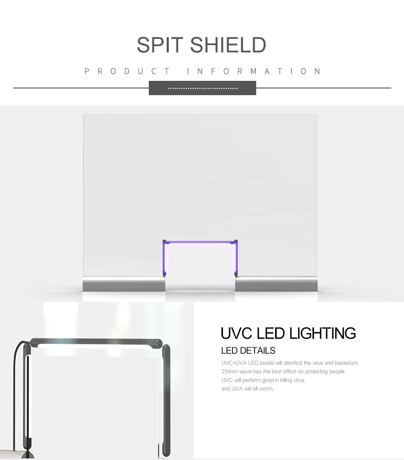 plexiglass protective shield acrylic splash guard shield sneeze uvc led light