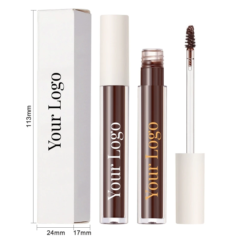 Private Label Customize 5 Colors Eyes Brows Makeup White Packaging Eyelash Mascara Waterproof Vegan Fiber Tinted Eyebrow Gel