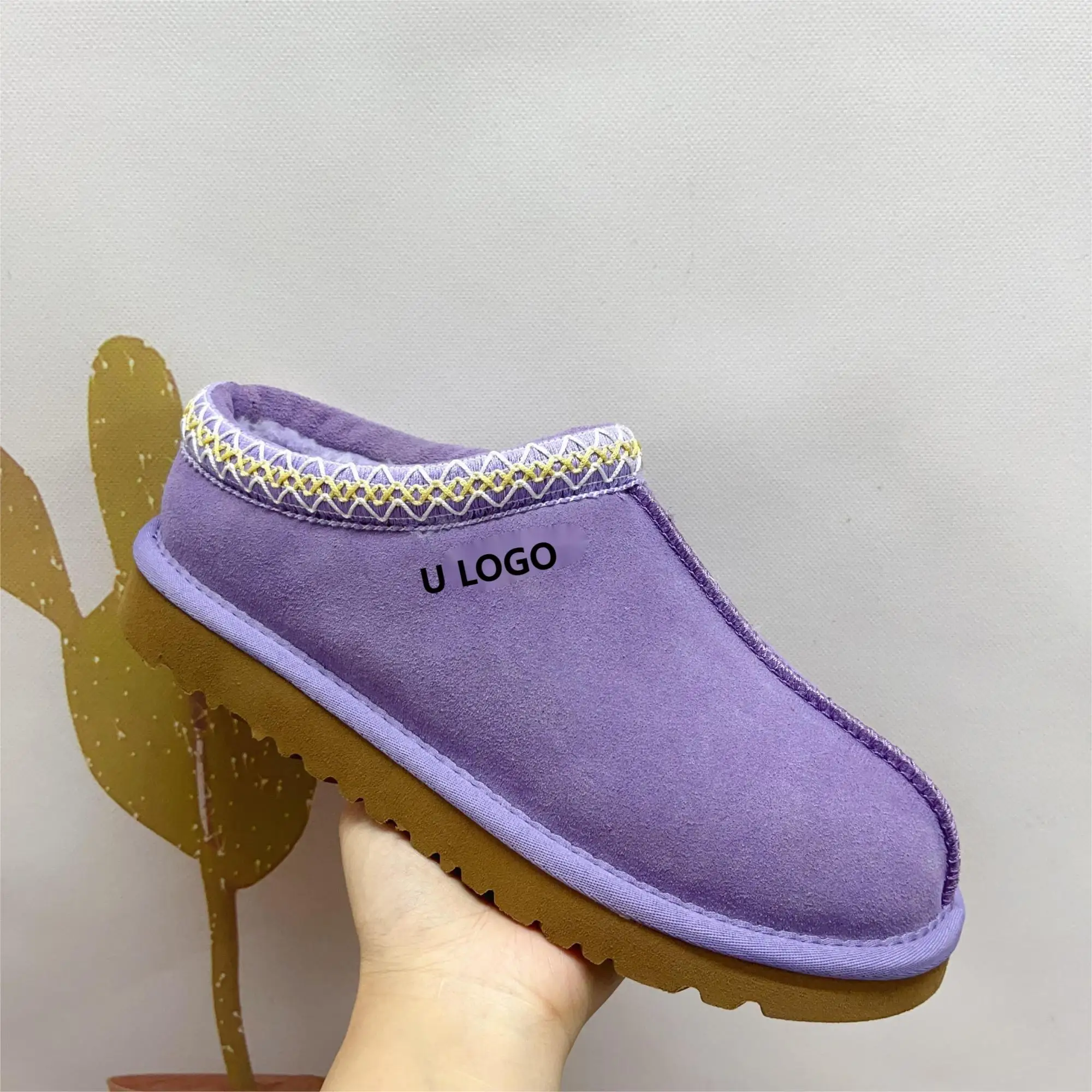 2025 Custom Wholesale ULOGO  Boots Original Winter Wool Sheepskin Slip-on Shoes Femme GG Tasman Slippers For Women Men