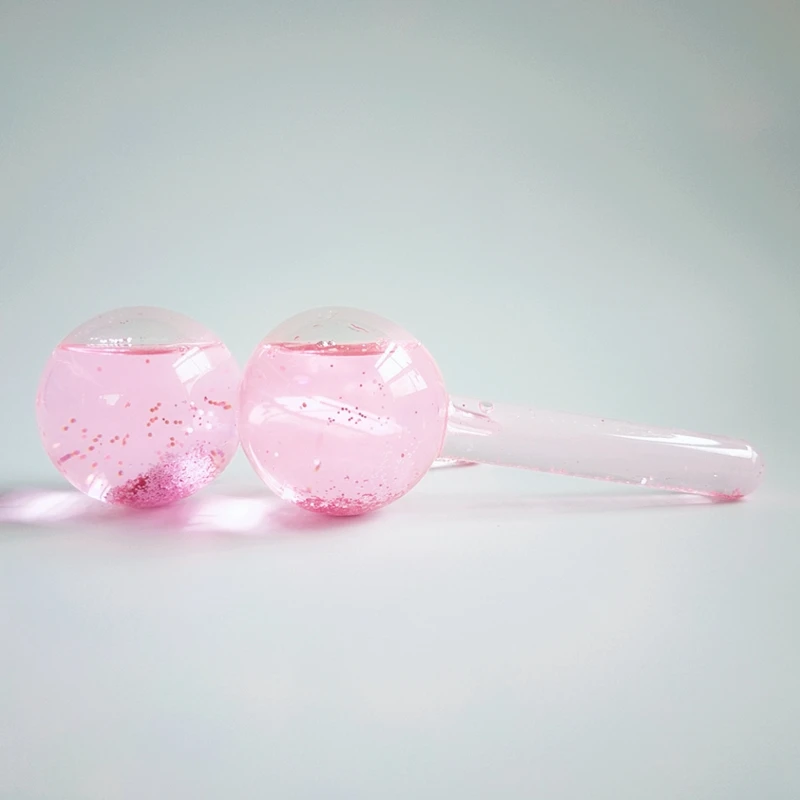 Быстрая доставка, массажные Инструменты для лица, охлаждающие розовые блестящие шарики для красоты, шарики для лица и шеи