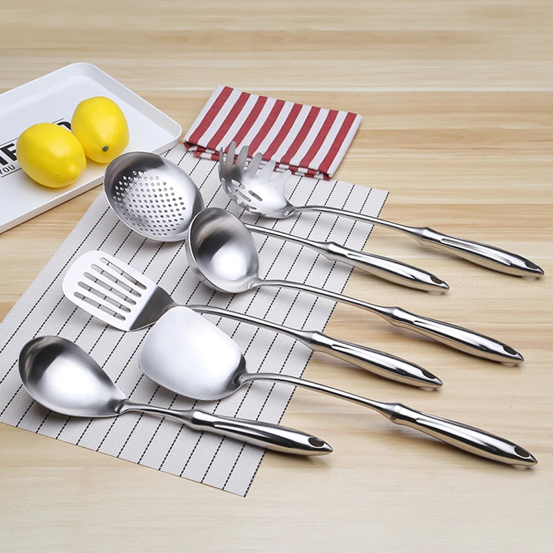 Stainless Steel Kitchenware Hollow Silver Steel Utensil Set Handle Thick Cookware Set Stainless Steel Cooking Tools