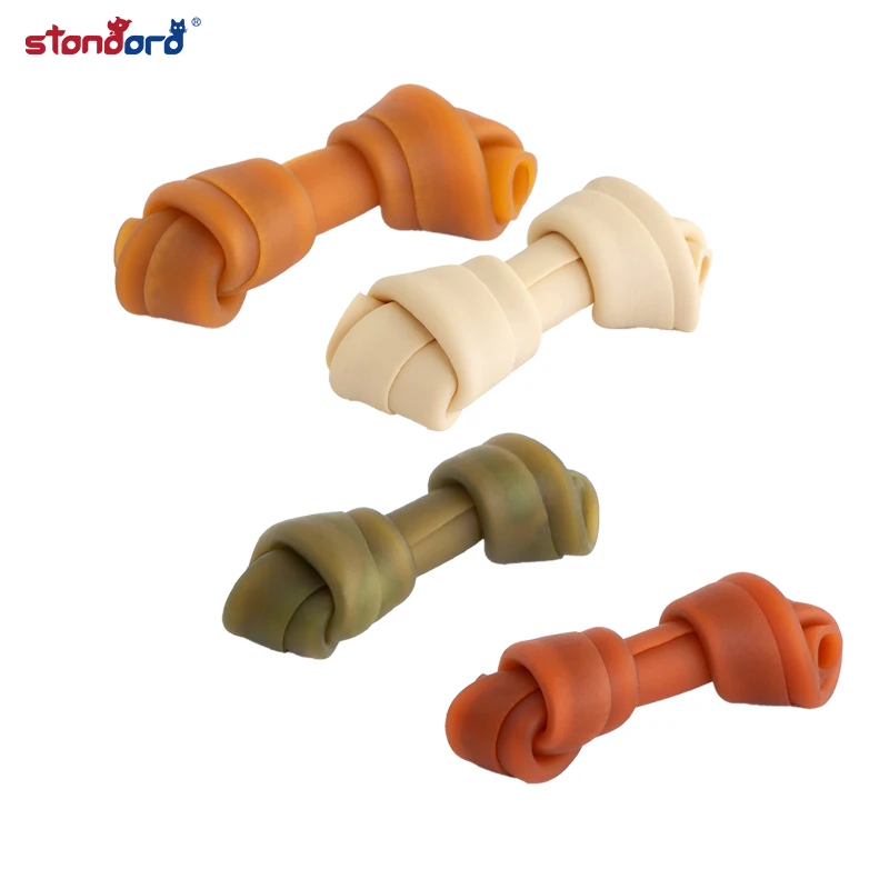 Eco -Friendly Supplies Dental Chews Pet Snacks Nutritious Wrap Color Knotted Food Knotted Rawhide Bone Dog Treats