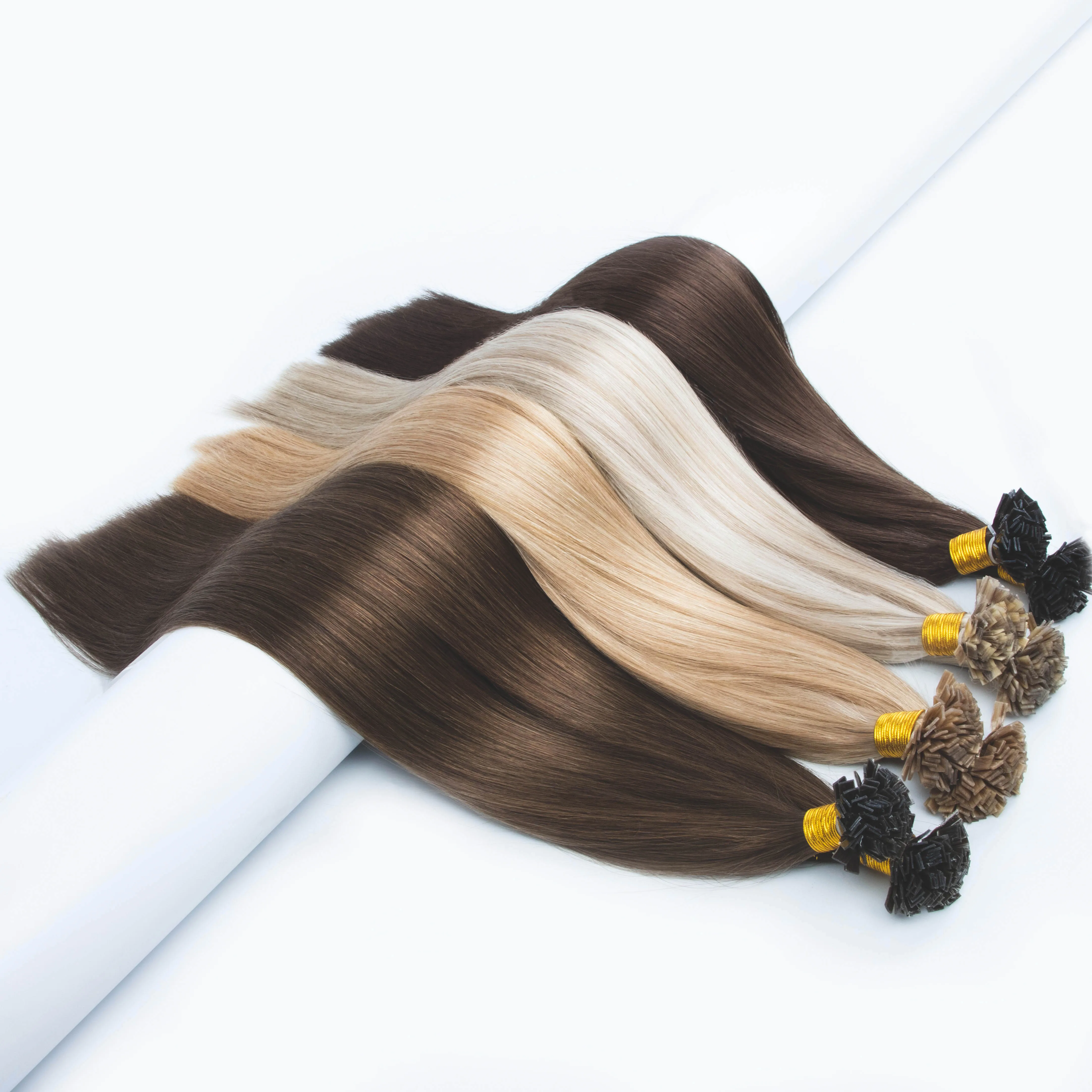 100% Remy Russian European Double Drawn K Tip Human Hair Cuticle Aligned Keratin Flat Tip Hair Extension