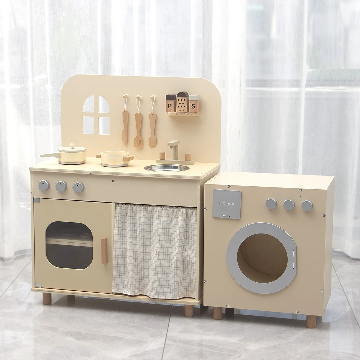 Modern kids mini kitchen toys real cooking wood kitchen sets for boys