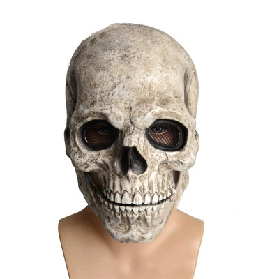 New Full Head Skull Mask Skeleton Movable Mouth Halloween Costume Horror Evil Latex Rubber Full Head Mask Cosplay Props
