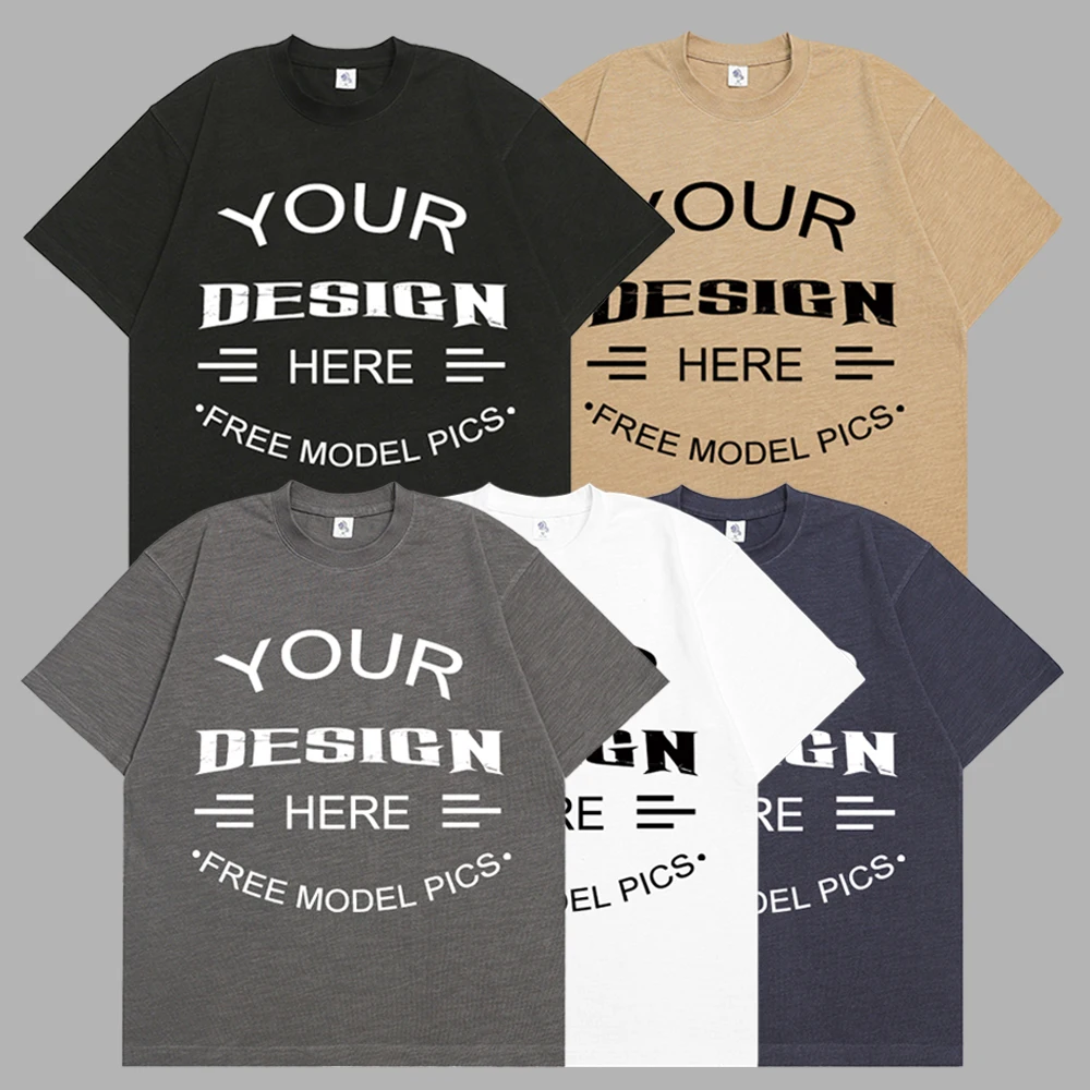 DFAK Customized 320 Gram Summer Water System Retro Wash 100% Pure Bamboo Cotton Heavy  Loose Round Neck Short Sleeve Men T-shirt