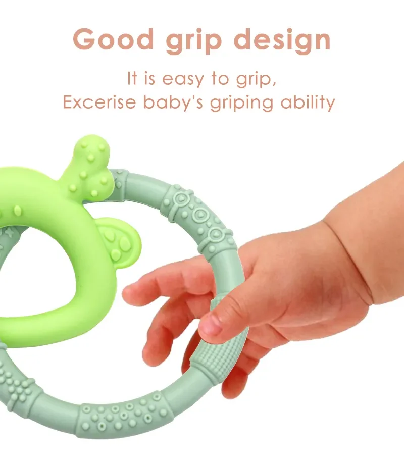 JWX Ready to ship Eco-friendly Unbreakable Non-toxic Funny Toddler Sensory Soft silicone BPA Free baby teether