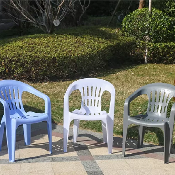 Plastic Stacked Multi-color Backrest Chair Training House Commercial Market Barbecue Chair Simple Armrest Adult Dining Chair