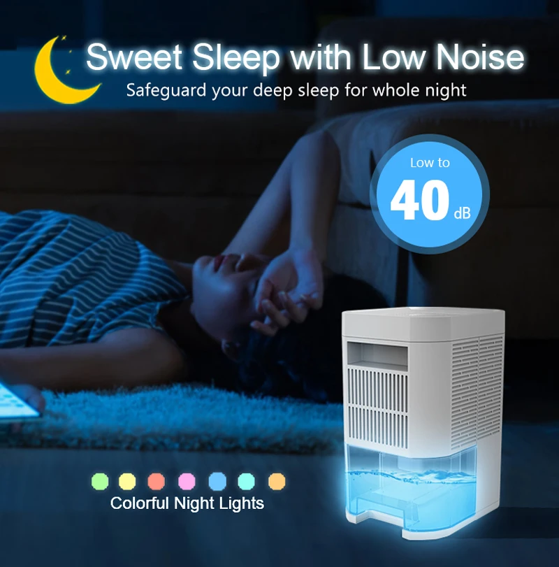 MD307A  Mini Electric Dehumidifiers Moisture Remover Ultra Quiet Moisture Absorbent Dehumidifier Color RGB for Home