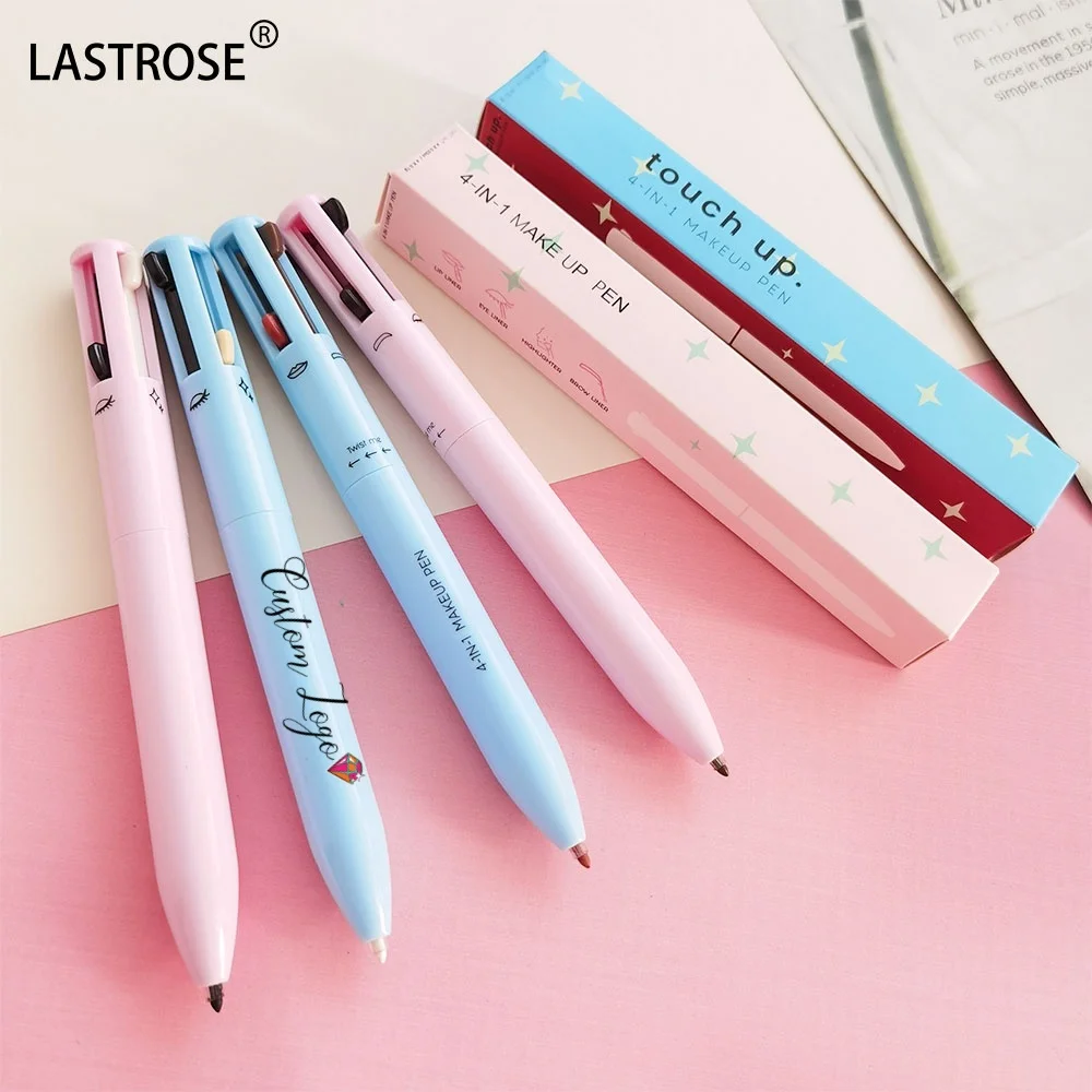 Wholesale Private Label 4 In 1 Makeup Pen Eyeliner Lipliner Eyebrow Highlighter Pen Cosmetic Pencil