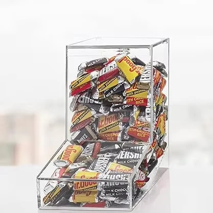Acrylic Candy Dispenser Bin with 2 Lids for Bulk Candy Storage for Bubble Gum Lollipops Chocolate and More Snacks