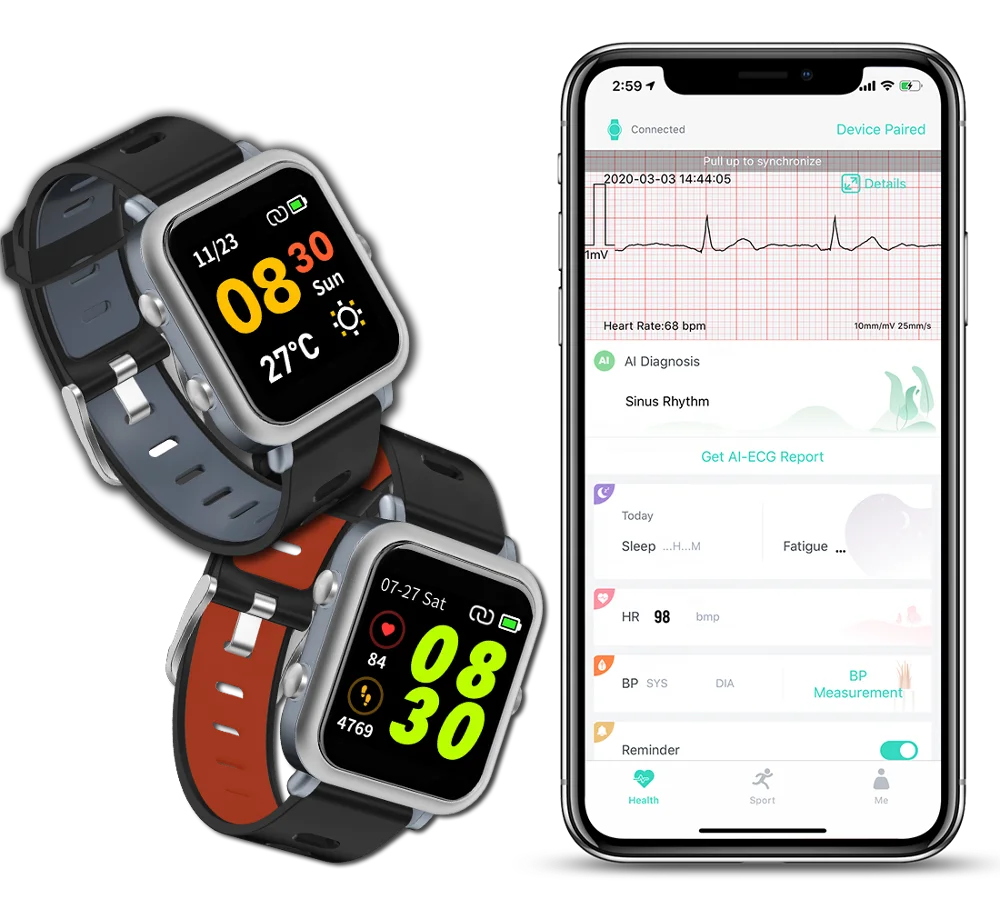 LEPU Smart ECG Watch Monitor Waterproof Wrist With Free App