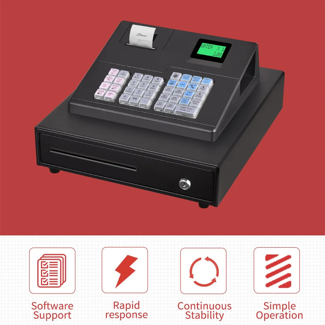 F137 Supermarket Restaurant Payment Automatic Electronic Cash Register Machine with Keyboard