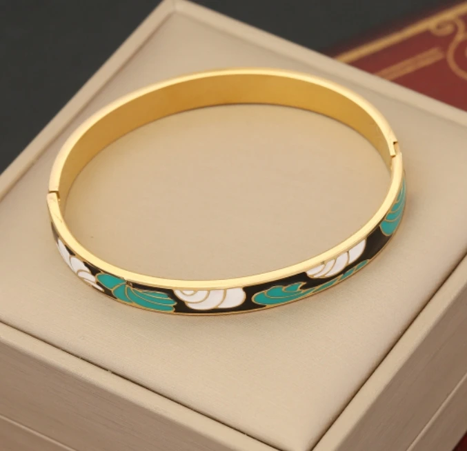 2024 new Quality Stainless Steel Multiple Design Enamel Charm Bangles Wholesale Jewelry