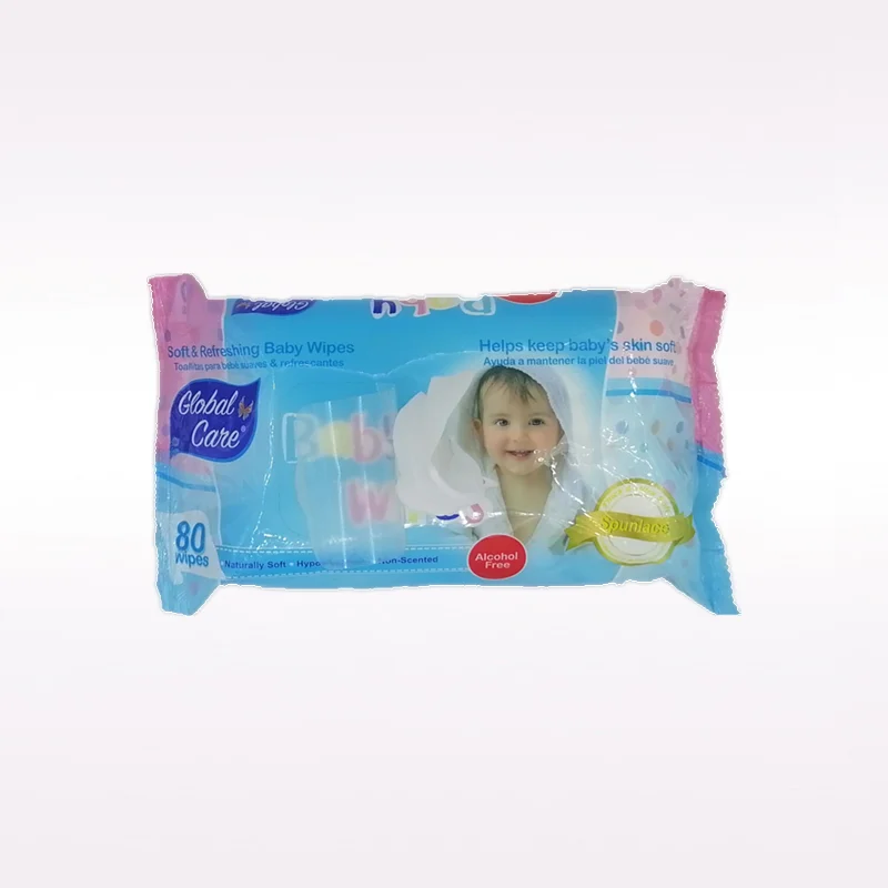 oem wholesale 80pcs/bag water wipes  99.9 non woven baby wipes  cleansing face and hand wet wipes