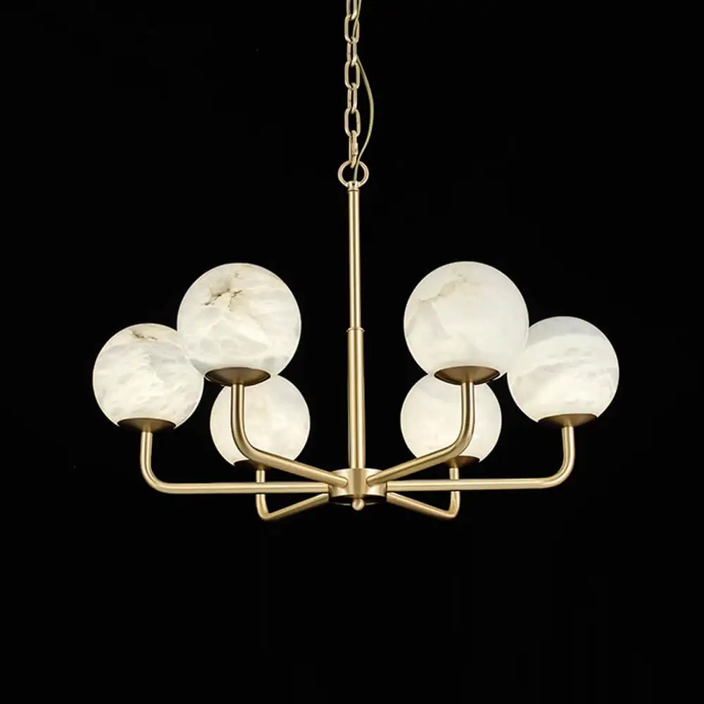 Nordic copper magic bean hanging lamp modern simple creative villa living room dining room round alabaster ball chandelier