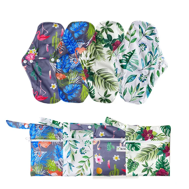 Breathable toallas sanitarias de algodon Print Reusable Bamboo Charcoal Menstrual Pads Period Pads Sanitary Napkin