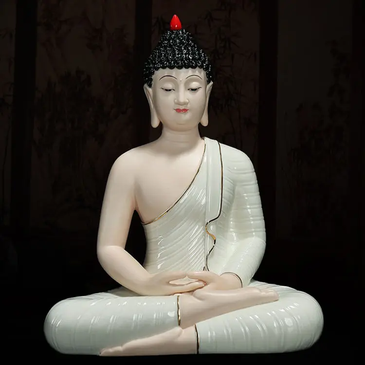 Elegant Thailand Buddhas Fengshui Home Decoration Patung Buddha Buddhist Ornament Ceramic Shakyamuni Buddha