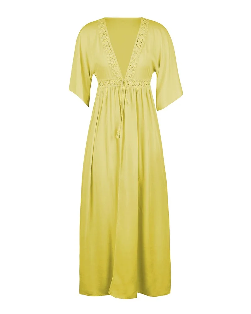 
Summer Fashion Lace Cardigan Pure Color Holiday Style Women Dress Long Skirt Wholesale 