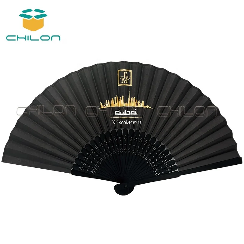 Рекламный пользовательский Печатный бамбуковый бумажный складной ручной вентилятор