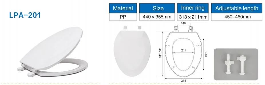 LPA-201  popular in America 19' plastic normal closed front bidet pp  toilet seat  lid cover toilet seat