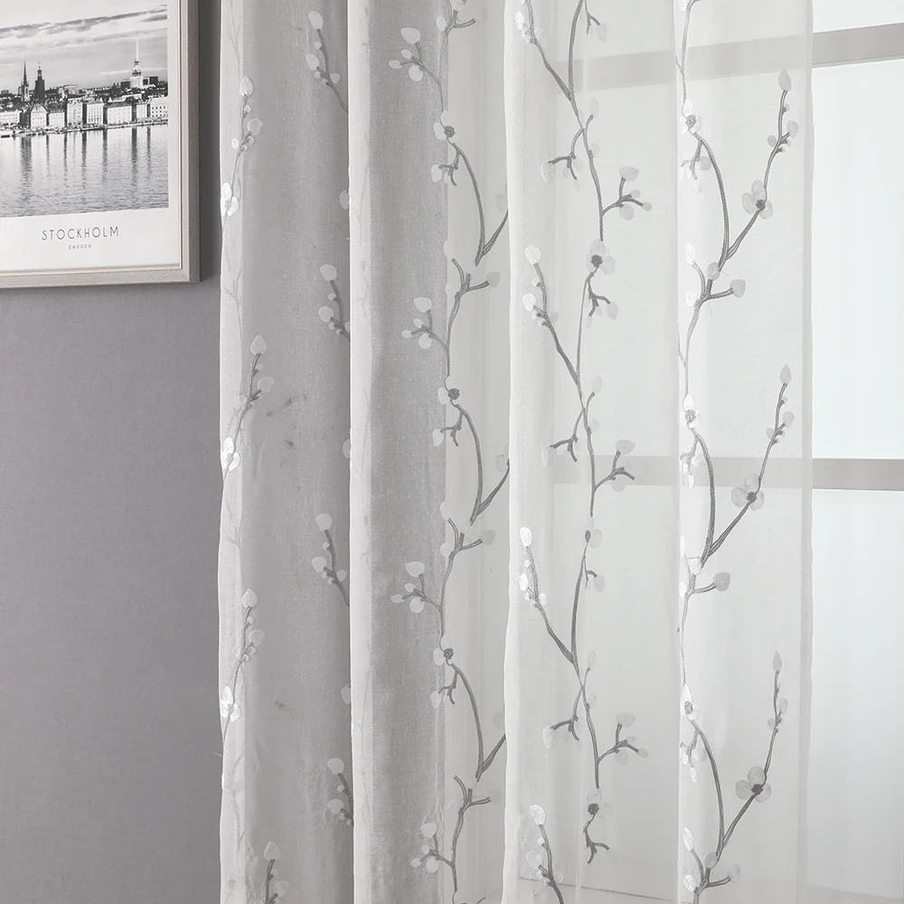Window Sheer Curtain For Living room Chinese Style for Living room Bedroom Customized Plum blossom Print