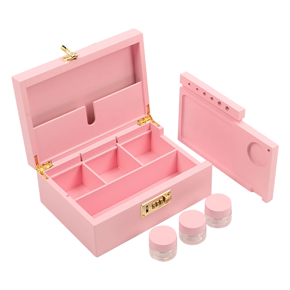 Pink wholesale price lighter pre roll packaging childproof uv lithography cigarette wood machine stash box