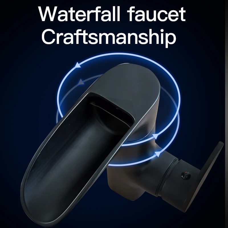 bathroom deck mounted modern style black brushed waterfall faucet cold and hot water tap waterfall tap