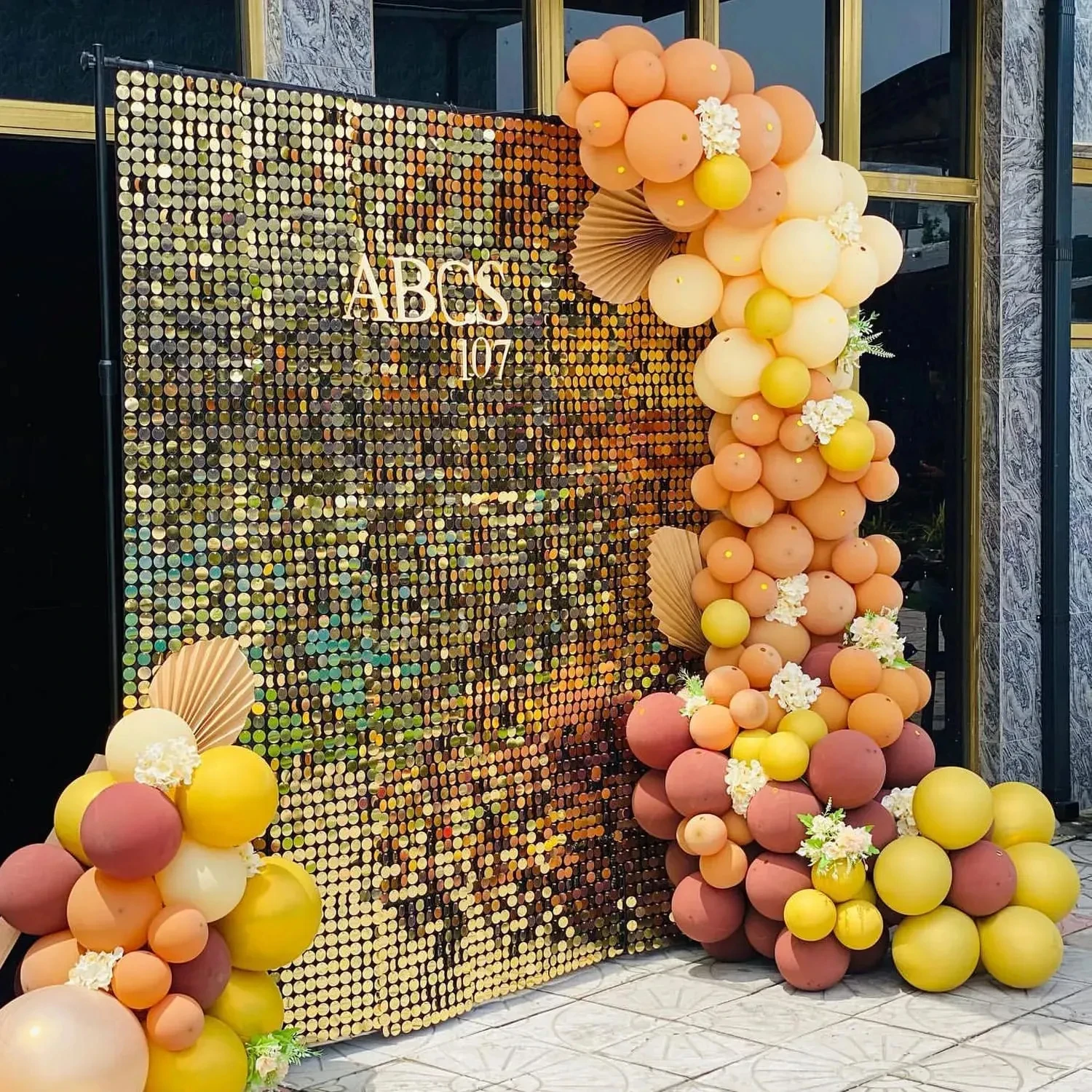 Wholesale Shimmer Round Backdrop 3D Wall Panels for Wedding Birthday Party Shimmer Background Wall Sequin Panels Decor 35*35cm