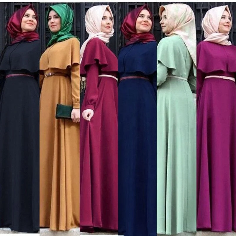 
Arabic India Fashion 7 colors popular long sleeves girls party women cape cloak Islamic gown muslim dress 