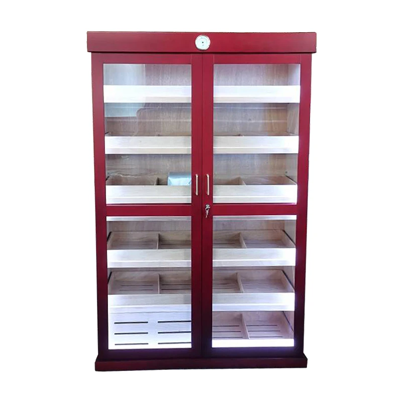 Wholesale Customize Cedar Wood Large Capacity with LED light Cabinet Cigar Humidor Cabinet Humidor Cigar Cabinet