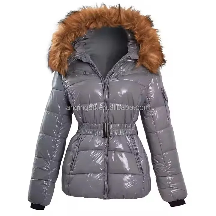 latest design fashionable thick shiny winter duck down jacket for womens girls bomber coats&outwears