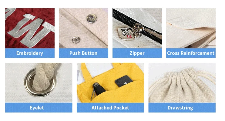 Chuanghua Custom tote bag with logo Small Size Nature 12oz Canvas Tote Bag With Zipper Mini Tote Bag Canvas Custom