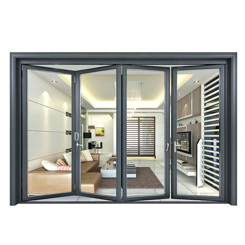 Customized Exterior Residential Veranda Bifold Door Low-E Sliding Glass Patio Aluminium Folding Door