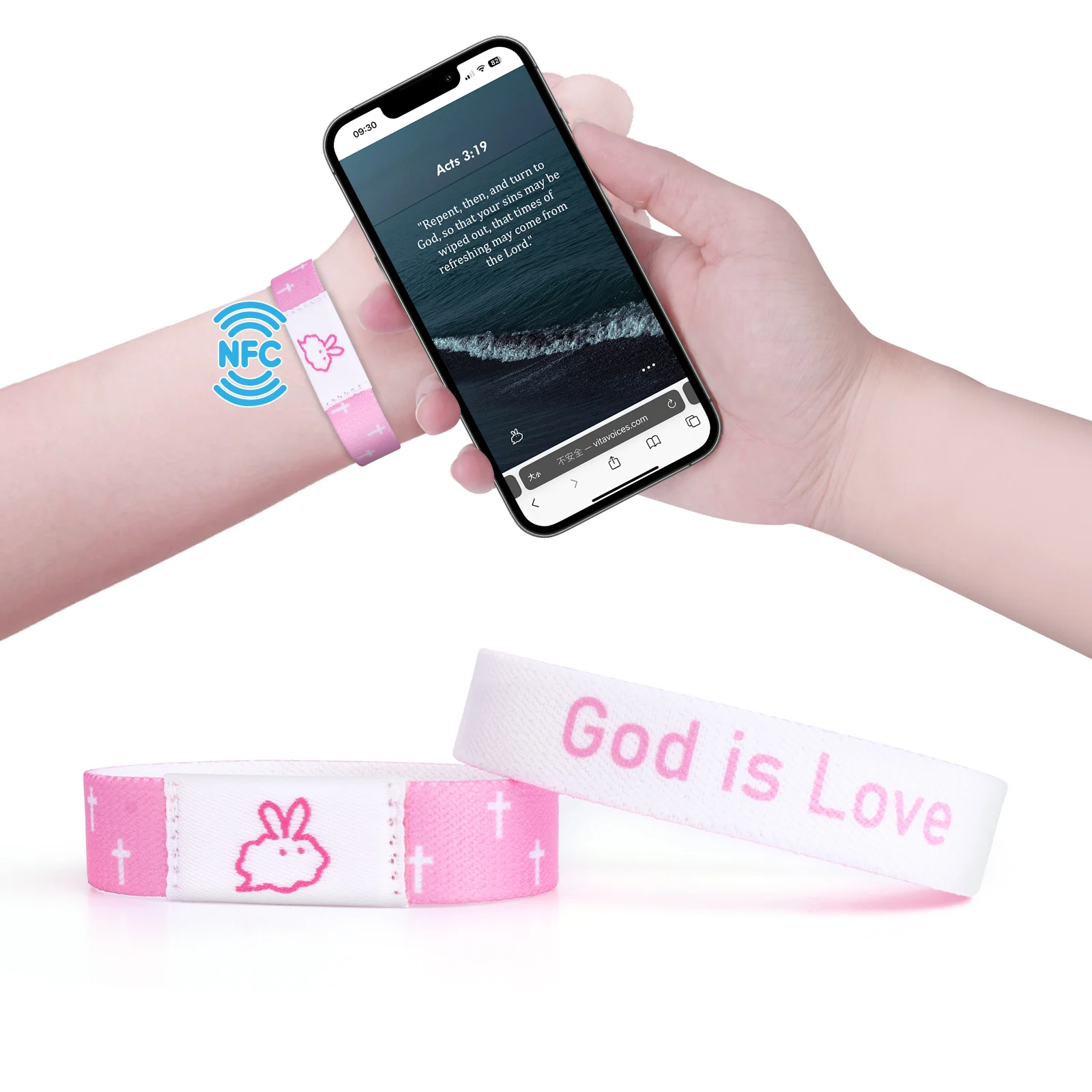 Pink Color Bible Verse God Is Love Christian Smart Nfc Code Gods Is Greater Than The Highs And Lows Jesus Bulk Bracelets