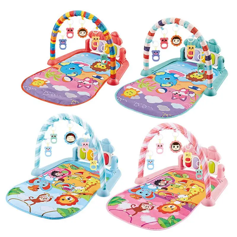 OEM baby activities exercise fitness frame toddler play gym mats toys cartoon theme pedal piano baby gym play mat