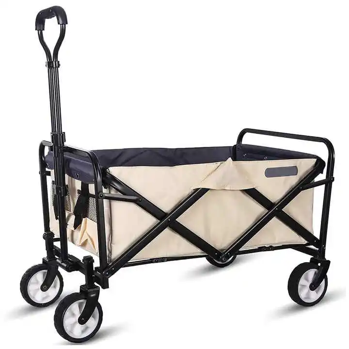 Collapsible Folding Beach Wagon Garden Outdoor Trolley Park Utility Wagon Picnic Camping Cart