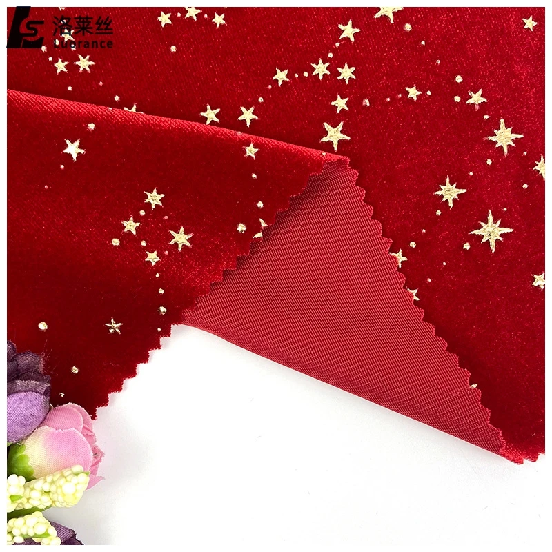 Звезда шаблон Луна Дизайн 3D фольга печать спандекс бархат для платья